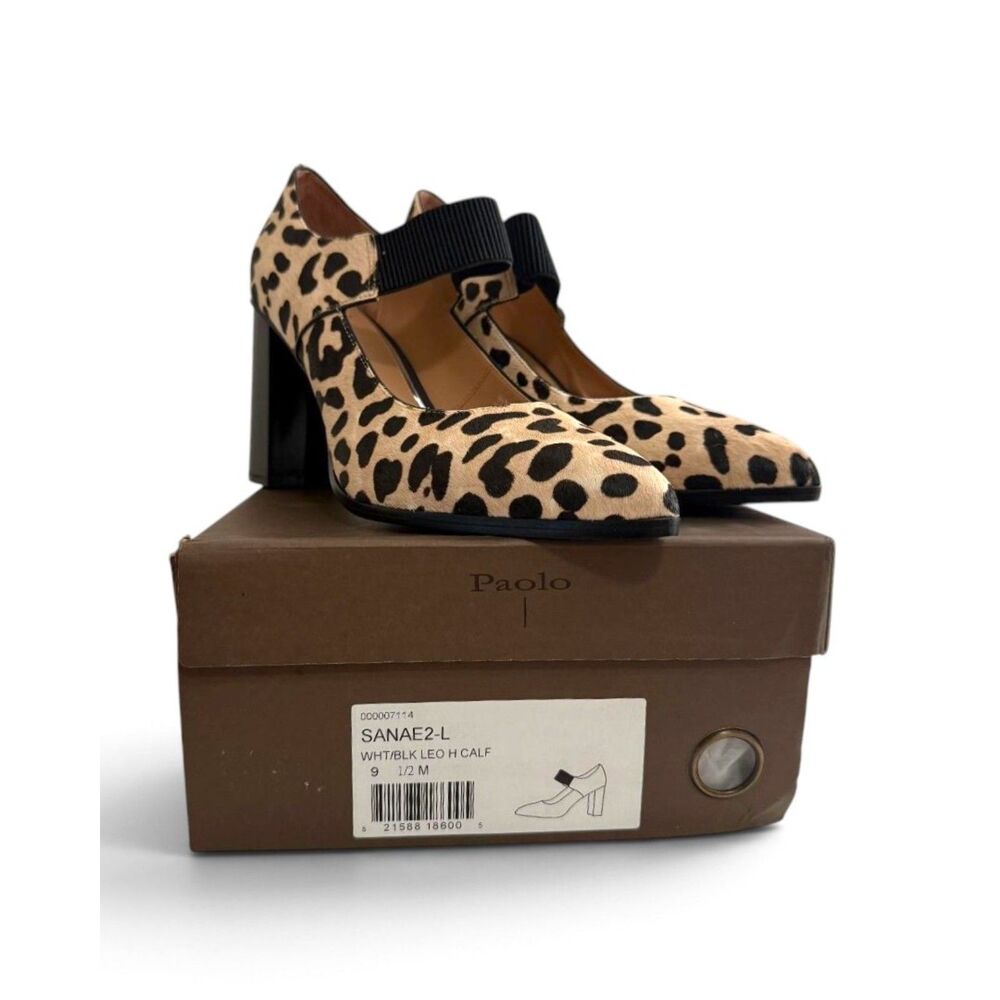 Linea Paolo Sanae Leopard Calf Hair Mary Jane Pump, NEW! Size 9.5